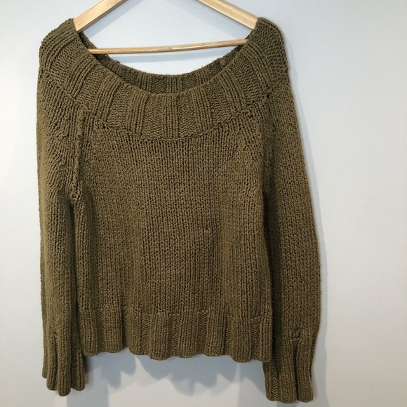 Free People Women's Olive Green Knit Sweater - Picture 1 of 3